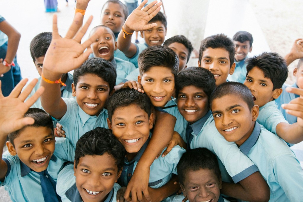 Happy school boys